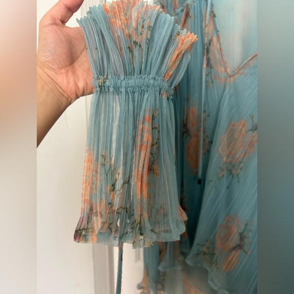 Free People Dhalia Tunic Blue and Orange Top Dress size small boho romantic - Picture 12 of 16